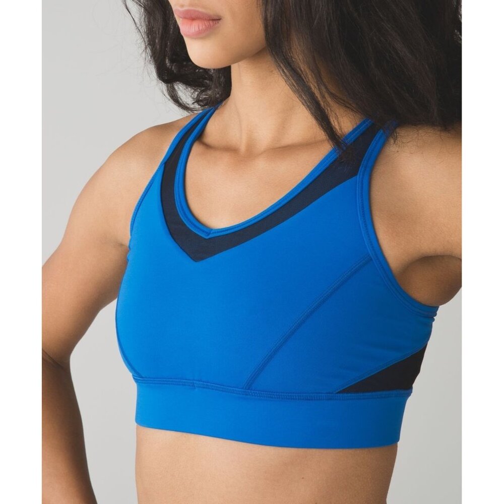 LULULEMON Strap It Like It's Hot Bra Lakeside Blue Run Gym Yoga Active- SIZE 4 - Picture 7 of 8